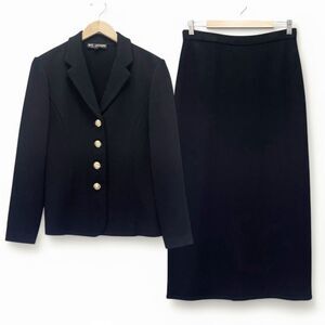 St. John Basics Set Black Santana Wool Knit Skirt Suit Small 6/8 Vintage Classic